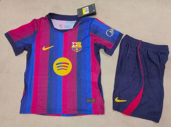 Player Version Youth Uniform Kids Kit 2026-2027 Barcelona Home Soccer Jersey Shorts Child Football Set