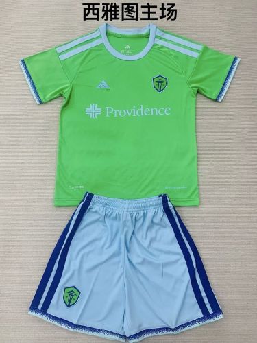 Youth Uniform Kids Kit 2026-2027 Seattles Sounders Home Soccer Jersey Shorts Child Football Set