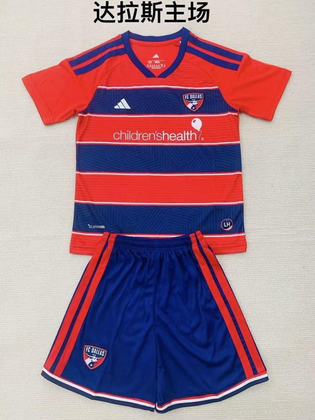 Youth Uniform Kids Kit 2026-2027 FC Dallas Home Soccer Jersey Shorts Child Football Set