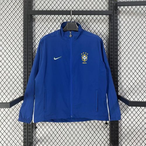 Retro Jacket 1998 Brazil Blue Soccer Windbreaker Jacket Brasil Football Jacket