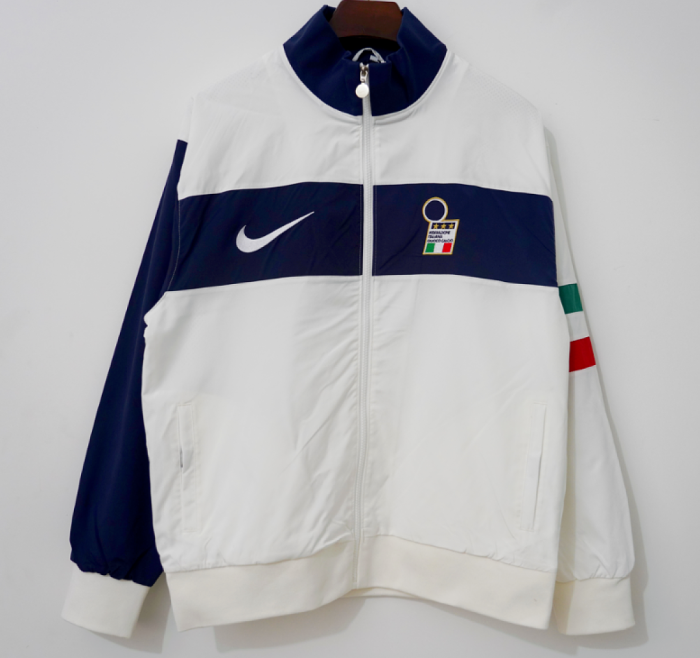 Retro Jacket 1996 Italy White Soccer Windbreaker Jacket Football Jacket