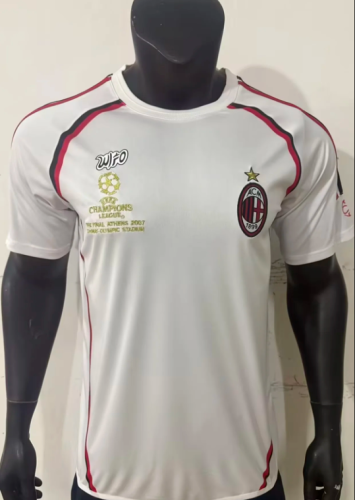 with Front Lettering Retro Jersey 2006-2007 AC Milan White UCL Final Soccer Training Jersey Vintage Football Shirt