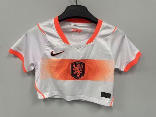 Women 2026 Netherlands Away Crop Soccer Shirt Girl Football Jersey