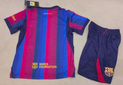 Player Version Youth Uniform Kids Kit 2026-2027 Barcelona Home Soccer Jersey Shorts Child Football Set