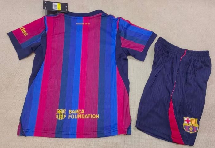 Player Version Youth Uniform Kids Kit 2026-2027 Barcelona Home Soccer Jersey Shorts Child Football Set