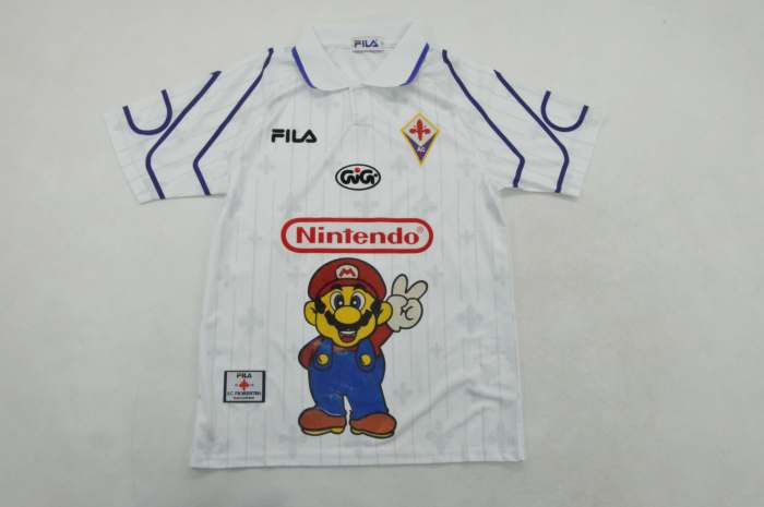 Retro Jersey 1997-1998 Fiorentina mario bros version Soccer Jersey Vintage Florence Football Shirt