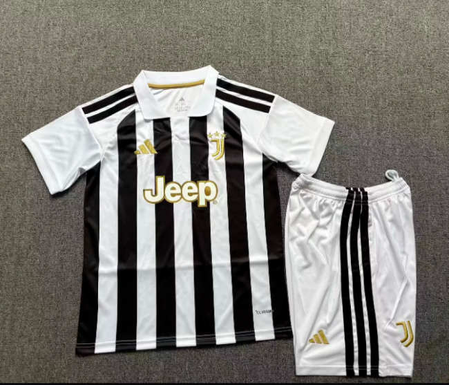 Youth Uniform Kids Kit 2026-2027 Juventus Home Soccer Jersey Shorts Child Football Set