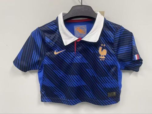 Women 2026 France Home Crop Soccer Shirt Girl Football Jersey