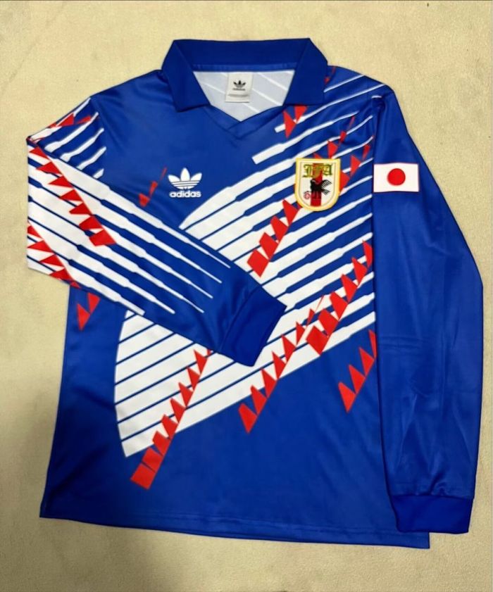 Long Sleeve Retro Jersey Japan 1993 Home Blue Soccer Jersey Vintage Football Shirt
