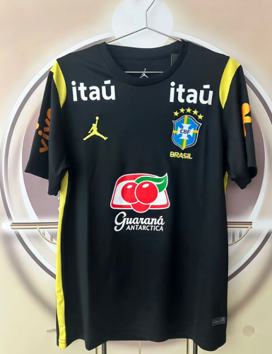with Sponor Logos Fan Version 2026 Brazil Black Soccer Training Jersey Brasil Camisetas de Futbol