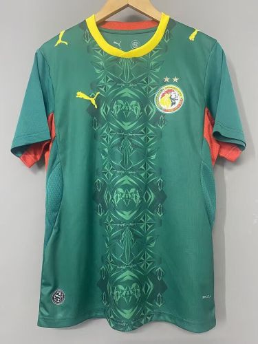 with 2 Stars Fan Version 2026 Senegal Away Green Soccer Jersey Football Shirt