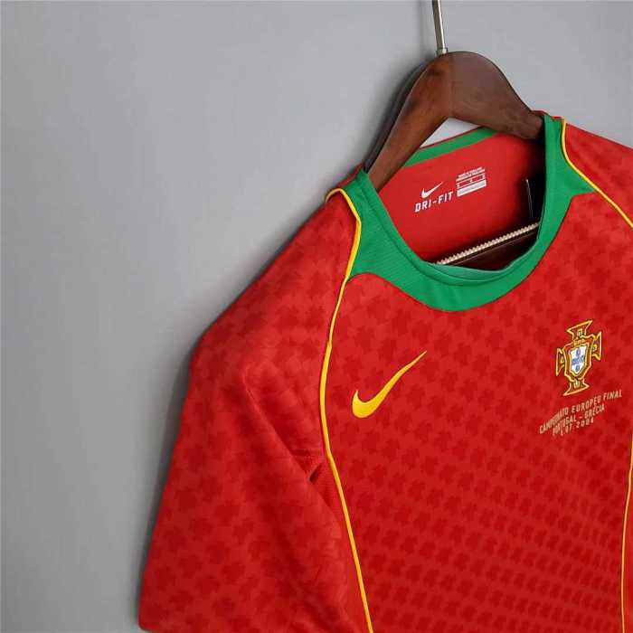 with Front Lettering Retro Jersey 2004 Portugal Home Soccer Jersey Vintage Football Shirt