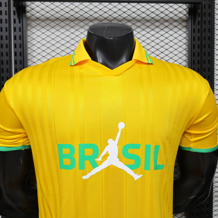 Player Version 2026 Brazil Yellow AJ Soccer Polo Brasil Camisetas de Futbol
