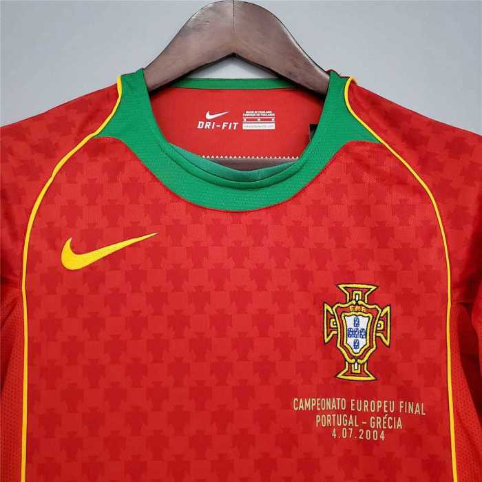 with Front Lettering Retro Jersey 2004 Portugal Home Soccer Jersey Vintage Football Shirt