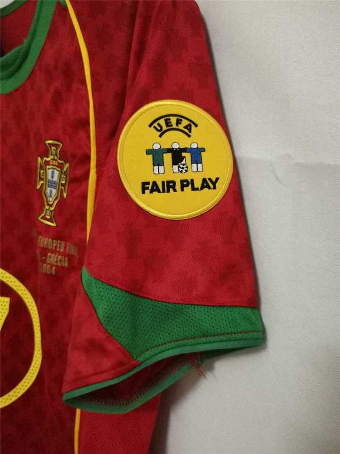 with Front Lettering+Patch Retro Jersey 2004 Portugal 17 C.RONALDO Home Soccer Jersey