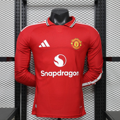 Long Sleeve Player Version 2025-2026 Manchester United Home Soccer Jersey Man United Football Shirt