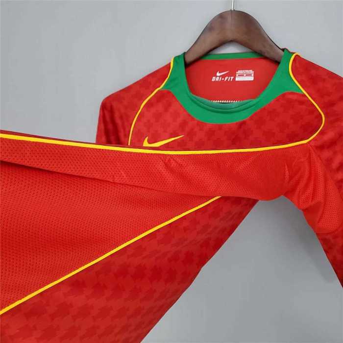 with Front Lettering Retro Jersey 2004 Portugal Home Soccer Jersey Vintage Football Shirt