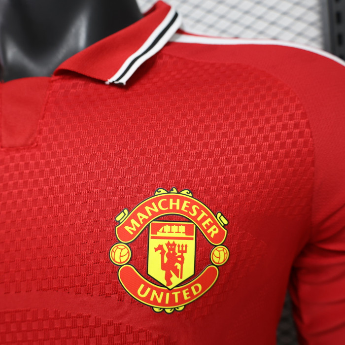 Long Sleeve Player Version 2025-2026 Manchester United Home Soccer Jersey Man United Football Shirt