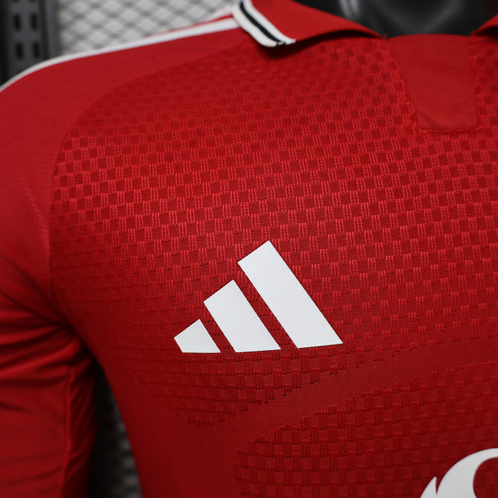 Long Sleeve Player Version 2025-2026 Manchester United Home Soccer Jersey Man United Football Shirt