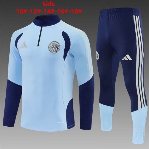 Youth 2026 Ajax Sky Blue Soccer Training Sweater and Pants Child Football Kit