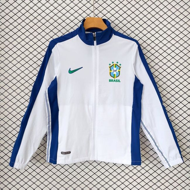 Retro Jacket 1998 Brazil White Soccer Windbreaker Jacket Brasil Football Jacket
