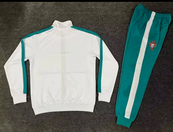 2026-2027 Portugal White Soccer Windbreaker Tracksuit Jacket Football Jacket and Pants