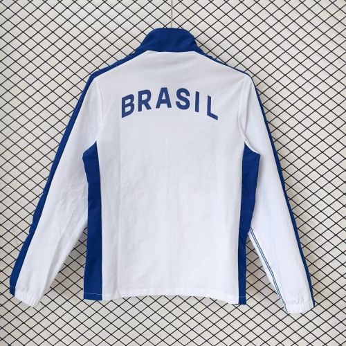 Retro Jacket 1998 Brazil White Soccer Windbreaker Jacket Brasil Football Jacket