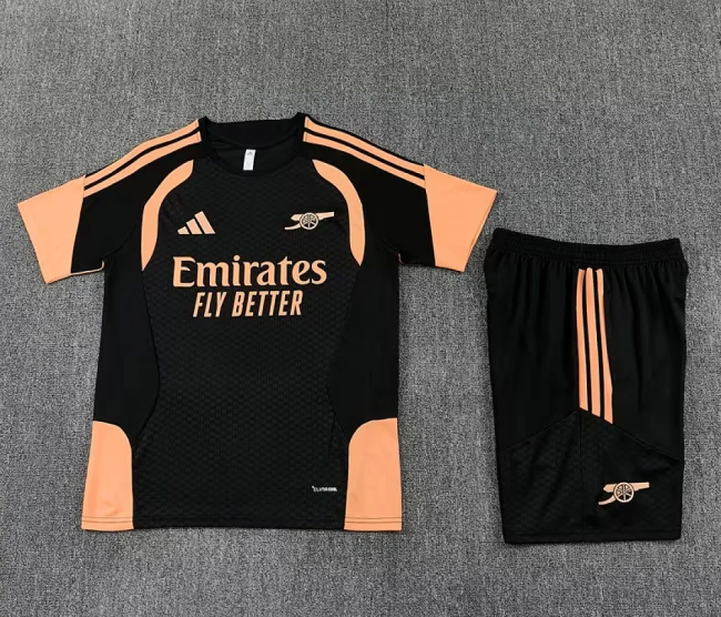 Adult Uniform 2026-2027 Arsenal Black/Orange Soccer Training Jersey and Shorts Football Kits