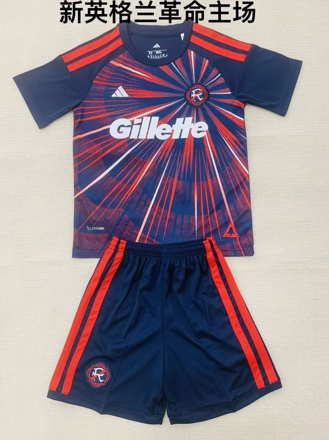 Youth Uniform Kids Kit 2026-2027 New England Revolution Home Soccer Jersey Shorts Child Football Set