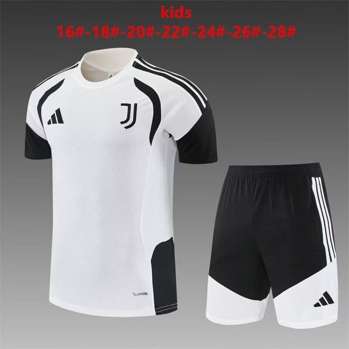 Youth Uniform Kids Kit 2026-2027 Juventus White/Black Soccer Training Jersey Shorts Child Football Set