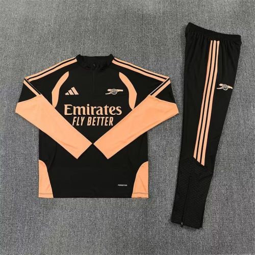2026-2027 Arsenal Black/Orange Soccer Training Sweater and Pants Football Kit