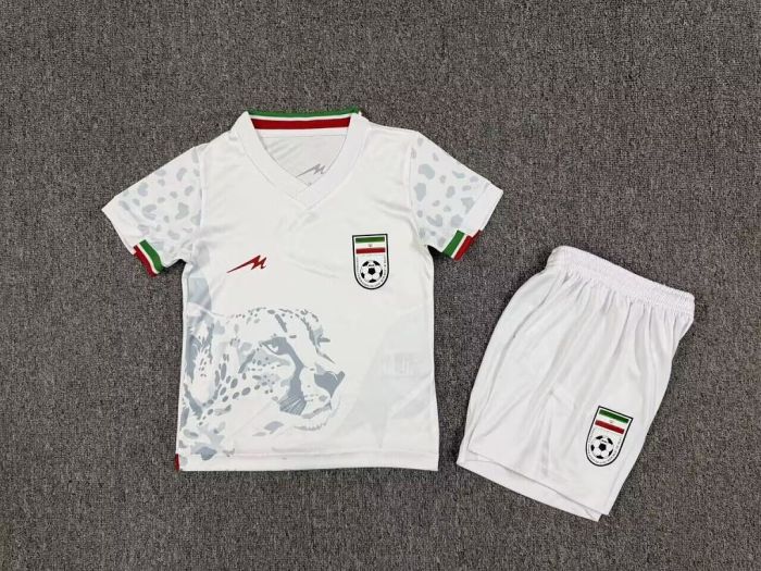 Youth Uniform Kids Kit 2026 Iran Home Soccer Jersey Shorts Child Football Set