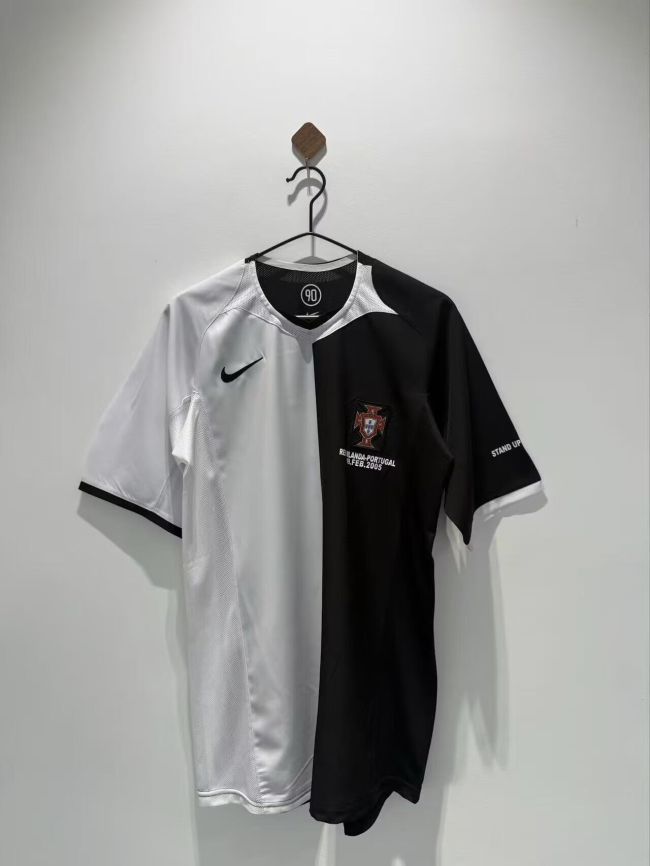 with Front Lettering Retro Jersey 2005 Portugal Away White/Black Soccer Jersey Vintage Football Shirt