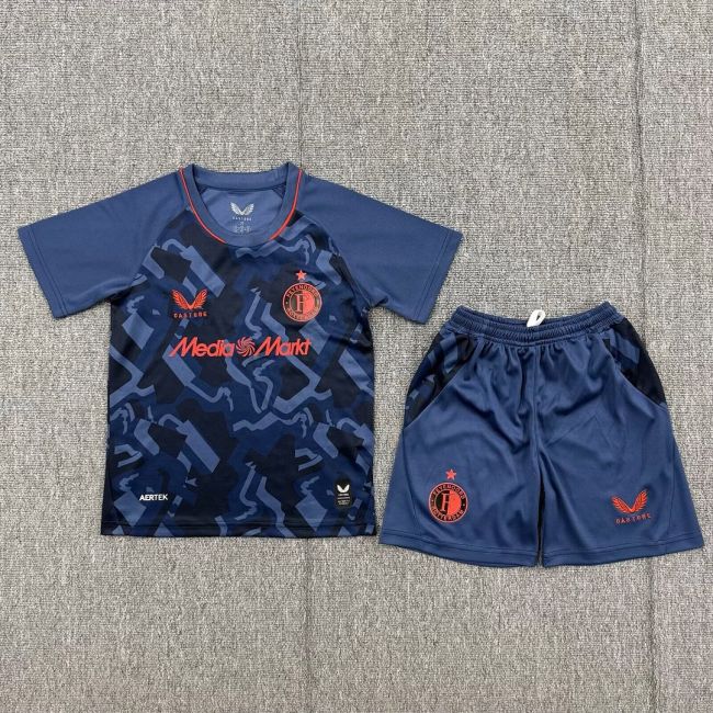 Youth Uniform Kids Kit 2026-2027 Feyenoord Rotterdam Third Away Soccer Jersey Shorts Child Football Set