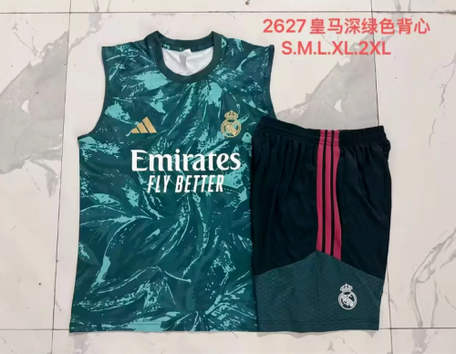 Adult Uniform 2026-2027 Real Madrid Green Soccer Training Vest and Shorts Football Kits