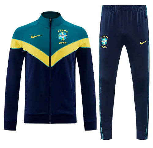 2026-2027 Brazil Dark Blue/Green/Yellow Soccer Windbreaker Tracksuit Jacket Brasil Football Jacket and Pants