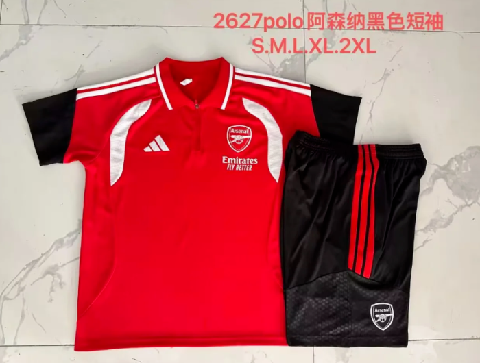 Adult Uniform 2026-2027 Arsenal Red Soccer Training Polo and Shorts Football Kits