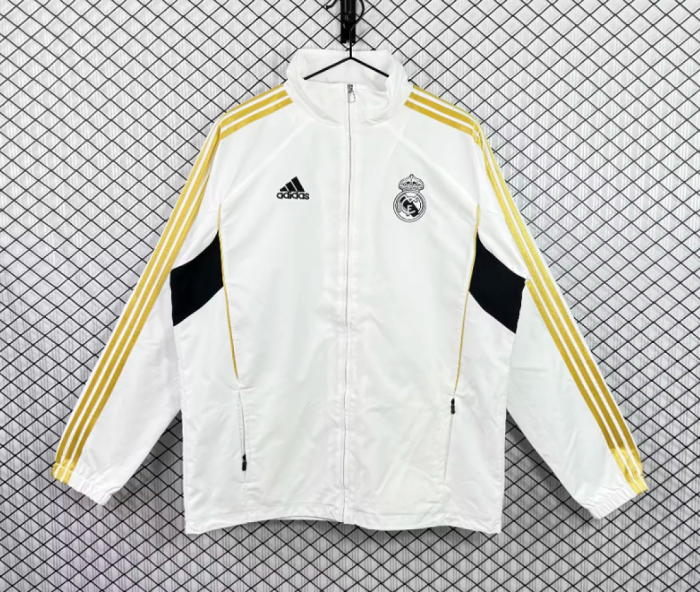 Retro Jacket 2011-2012 Real Madrid White Soccer Windbreaker Jacket Football Jacket