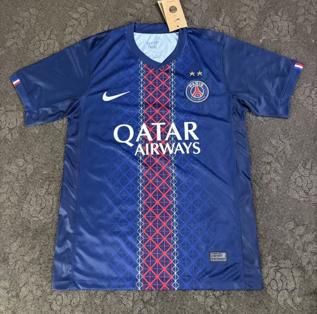 with 2 Stars Fan Version 2025-2026 PSG Home Soccer Jersey Paris Football Maillot