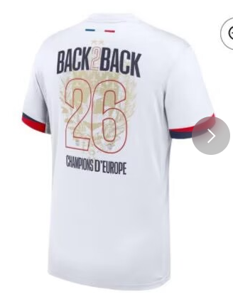 with 2 Stars Fan Version Maillot Exterieur Stadium PSG 2025-2026 - Flocage Champions of Europe - 26 Soccer Jersey