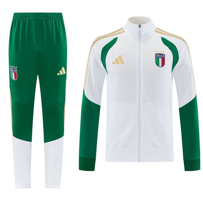 2026-2027 Italy White/Green Soccer Windbreaker Tracksuit Jacket Football Jacket and Pants