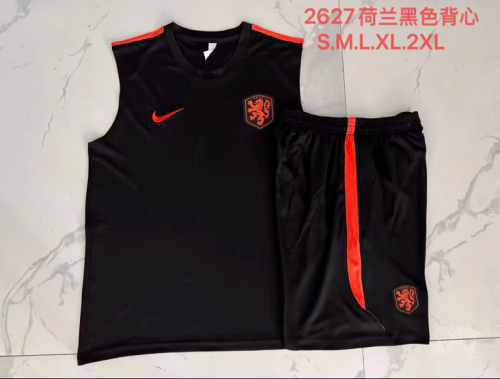 Adult Uniform 2026-2027 Netherlands Black Soccer Training Vest and Shorts Football Kits