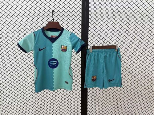 Youth Uniform Kids Kit 2026-2027 Barcelona Third Away Soccer Jersey Shorts Child Football Set