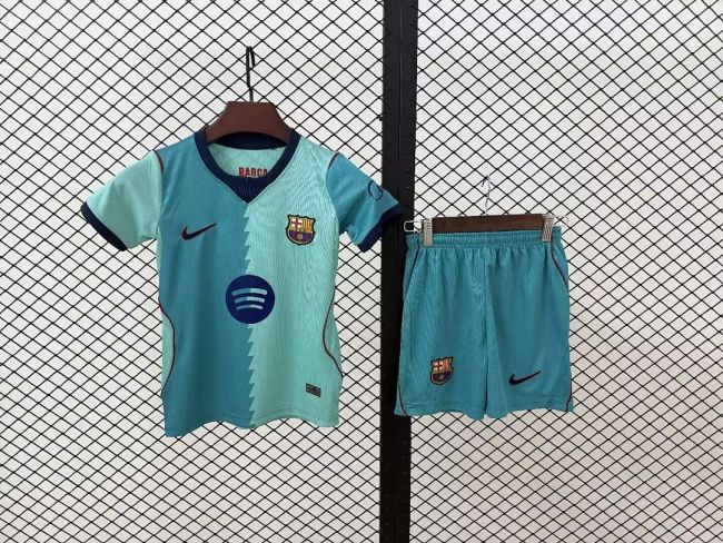 Youth Uniform Kids Kit 2026-2027 Barcelona Third Away Soccer Jersey Shorts Child Football Set