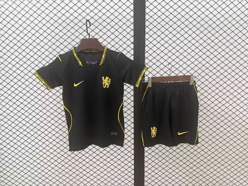 Youth Uniform Kids Kit 2026-2027 Chelsea Away Black Soccer Jersey Shorts Child Football Set