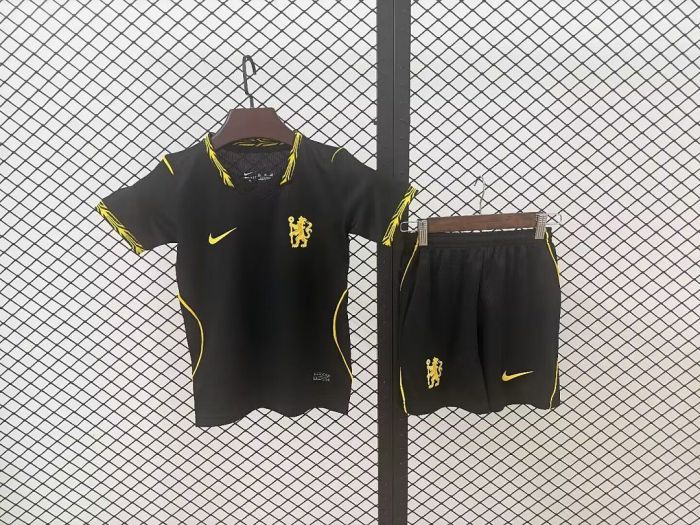 Youth Uniform Kids Kit 2026-2027 Chelsea Away Black Soccer Jersey Shorts Child Football Set