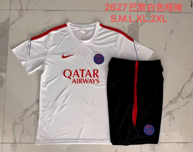 Adult Uniform 2026-2027 PSG White Soccer Training Jersey and Shorts Football Kits