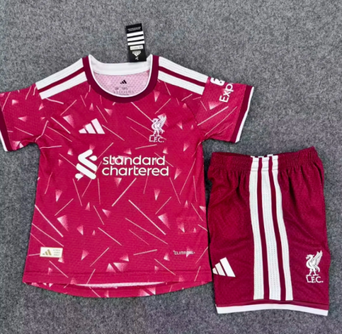 Player Version Youth Uniform Kids Kit 2026-2027 Liverpool Home Soccer Jersey Shorts Child Football Set