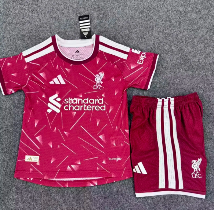 Player Version Youth Uniform Kids Kit 2026-2027 Liverpool Home Soccer Jersey Shorts Child Football Set
