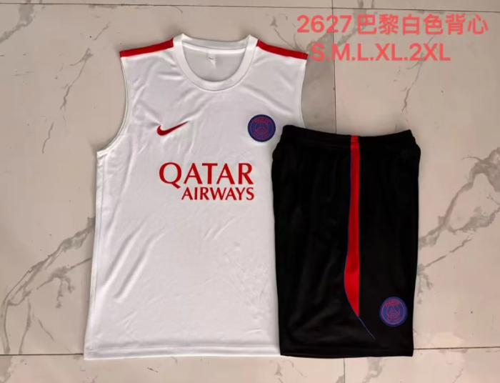 Adult Uniform 2026-2027 PSG White Soccer Training Vest and Shorts Football Kits